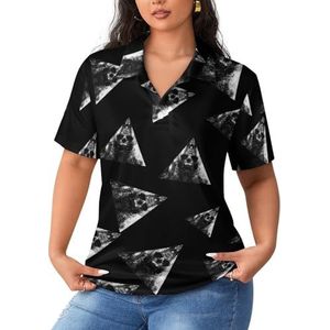 Driehoekige print schedel hoofd dames korte mouw poloshirts casual kraag T-shirts golfshirts sport blouses tops 5XL