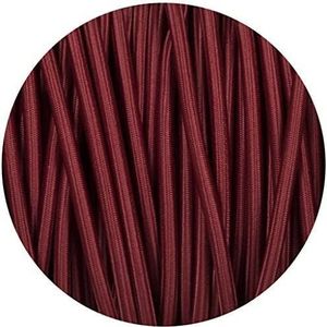 Italiaanse gekleurde gevlochten verlichting stof kabel flex koord, henneptouw Vintage Retro 3 Core Twisted, ronde verlichting draad kabel 0.75mm (Burgundy Round)