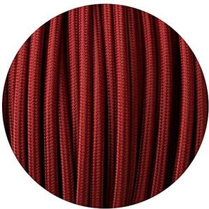 Italiaanse gekleurde gevlochten verlichting stof kabel flex koord, henneptouw Vintage Retro 3 Core Twisted, ronde verlichting draad kabel 0.75mm (Burgundy Round)