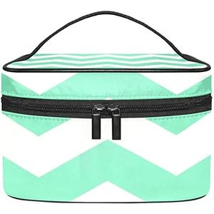 groene golf lijn make-up organizer tas, reizen make-up tas organizer case draagbare cosmetische tas voor vrouwen en meisjes toiletartikelen, Meerkleurig, 22.5x15x13.8cm/8.9x5.9x5.4in