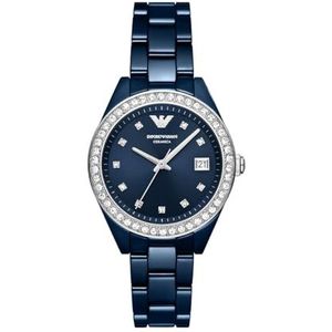 Emporio Armani dameshorloge quartz/3 wijzers datum uurwerk 36mm kastmaat met een keramische armband AR70012