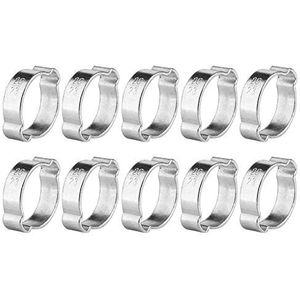 Slangklemmen, 10 stks Verzinkt Roestvrij Staal Twee-oor Slangklem 5-23mm voor Fule Benzine Buis voor Brandstof(20-23MM)