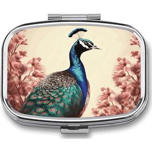 Pauw Pillendoos Pil Case Leuke Pil Organizer Pil Houder Geneeskunde Pil Organizer Pil Container Dagelijkse Pil Organizer Kleine Pillendoos Pil Case voor Portemonnee Pocket