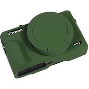 Camerahoes siliconen gel voor Canon PowerShot G7x Mark III zachte rubberen hoes hoes groene tas