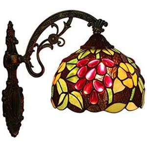 Wandlamp Druivenstijl Tiffany Kristal Kraal Rood Gekleurde Glazen Lampenkap Decoratie Wandlamp Gang
