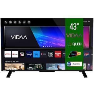 Toshiba 43 inch QLED Smart TV 43QV2363DA, VIDAA QLED TV 4K 43 inch, compatibel met Alexa, DVB-T2, LED-technologie, Dolby Vision HDR10, HDMI 2.1