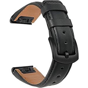 INEOUT Snel compatibel met lederen horlogeband 22mm Compatibel met Garmin Fenix ​​7 Solar / 6 Pro / 5 Plus/Forerunner 945 / Aanpak S62 / EPIX GN 2 Watch Band Strap (Color : Black, Size : Fenix 7)