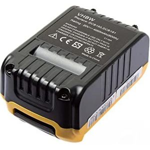 vhbw Li-Ion batterij 4000mAh (20V) compatibel met Dewalt DCD785C2, DCD785L2, DCD980L2, DCD985B, DCD985L2, DCF880C1-JP vervanging voor DCB182, DCB183.