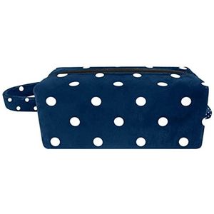 Cosmetische tas,kleine handtas make-uptas voor damesportemonnee,Blauw en stippen,make-uptasjes voor op reis
