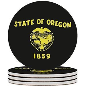Vlag van Oregon State onderzetters voor drankjes keramische onderzetters bekerhouders met kurkbasis voor woondecoratie 4 stuks