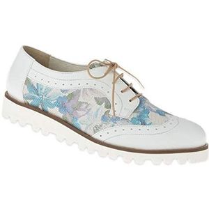Lei by tessamino Luna Veterschoenen voor dames, van echt leer met bloemenreliëf in breedte G, modieuze en comfortabele vrijetijdsschoenen voor dames, met EVA-superlight-zool, wit, 36 EU