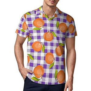Tartan Plaid met perziken heren golfpoloshirt zomer korte mouw T-shirt casual sneldrogende T-shirts M