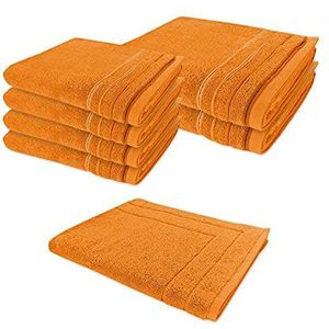 WohnDirect Handdoekenset 7-delig - 4 handdoeken (50x100) + 2 douchehanddoeken (70x140) + 1 badmat (50x70) - badstof 100% katoen - oranje