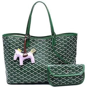 Damesmode reistas, lederen schoudertas portemonnee sets voor vrouwen, designer handtassen voor reizen winkelen strand, Groot groen