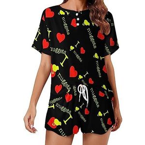 I Love Chicken Nuggets Mode 2 STKS Womens Pyjama Sets Korte Mouw Nachtkleding Zachte Loungewear Stijl