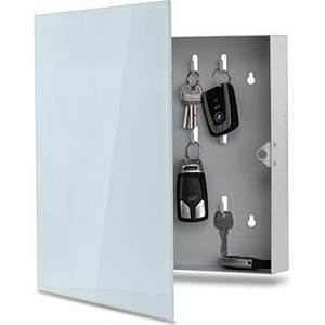 bonsport Sleutelkast met glazen magneetbord - memobord incl. 6 magneten, 33x33x6,8 cm - matglas