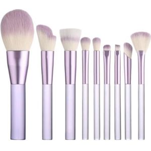 Multifunctionele Make-upborstel Make-up Kwastenset 9 Stuks For Foundation, Concealer, Oogschaduw, Blush Kwastenset Oogmake-up Kwasten voor Dames(Purple)