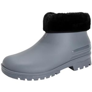 AYWTIUN Regenlaarzen voor mannen mannen regenlaarzen rubber waterdichte werklaarzen comfortabele wandelschoenen voor mannen korte laarzen, Grijs bont, 42 EU