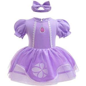 Lito Angels, prinses jurk, rompertje met hoofdband, voor meisjes, maat 9-12 maanden, violet