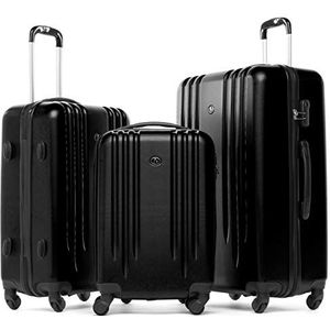 FERGÉ 3-delige koffer-set Reisbagage Marseille premium harde spinner premium bagage-koffer zwart