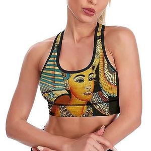 Retro Oude Egyptische Kunst Ademend Sport Bras Voor Vrouwen Draadloze Workout Yoga Vest Ondergoed Racerback Crop Tank Top 2XL