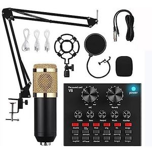 Geluidskaartset, Professionele condensatormicrofoonset met V8-geluidskaartset for live streaming microfoon thuis Karaoke Studio