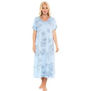 Suzy & Me Dames lang plus size luxe zachte aanraking jersey nachthemd, Blauw Bloemetje, 48-50