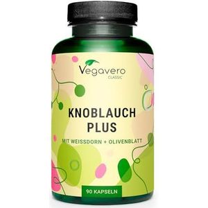 Vegavero Knoflook capsules | UNIEK: Extracten van knoflook, meidoorn en olijfblad | 1% allicine - 3% flavonen - 40% oleuroperine | Laboratorium getest | Zonder toevoegingen