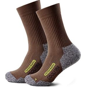 Piarini 2 paar Coolmax wandelsokken outdoorsokken lang - gevoerde functionele sokken, bruin, 39-42 EU