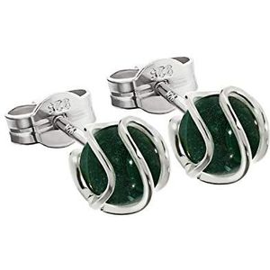NKlaus zilveren paar oorbellen 925 sterling zilveren bol zirkoon malachiet groen 7mm 7854