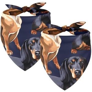 Hondenbandana's, accessoires voor kleine middelgrote grote huisdieren honden katten, 2-delig, zwartbruine teckelhond, hondensjaal