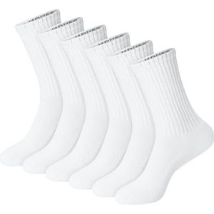 Hanes Unisex effen witte sokken pak of effen zwarte sokken pack, 6 paar, gewatteerde crew stijl