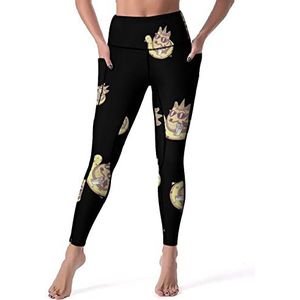 Unicorn Dog Be Awesome yogabroek voor dames, hoge taille, buikcontrole, workout, hardlopen, leggings, L
