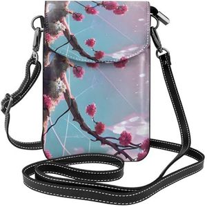 yefan Kleine roze bloemen crossbody tas met rits, &Women'S schoudertas met kaartsleuf, verwijderbare schouderriem, 19,2 x 12,5 cm., Zwart, Eén maat