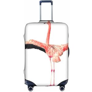 OdDdot Groene Tropische Eiland Print Stofdichte Koffer Protector Anti-Kras Koffer Cover, Reizen Bagage Cover, Flamingo1, L