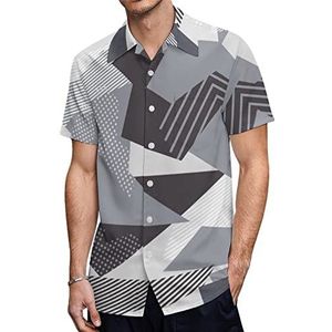 Geometrisch met Driehoeken Strepen Stippen Heren Hawaiiaanse Shirts Korte Mouw Casual Shirt Button Down Vakantie Strand Shirts L