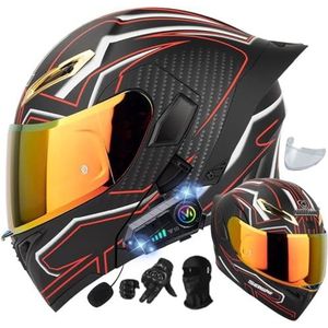 Motorhelm met Bluetooth-systeemhelm, motorhelm, modulaire Bluetooth-helm met dubbel vizier, DOT/ECE-goedgekeurde helm, anticondens volwassenen dames heren I,XXL63-64CM