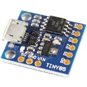 Paradisetronic.com Tiny85 Board met microchip Atmel ATtiny85, MicroUSB-aansluiting, compatibel met Digispark en Arduino IDE