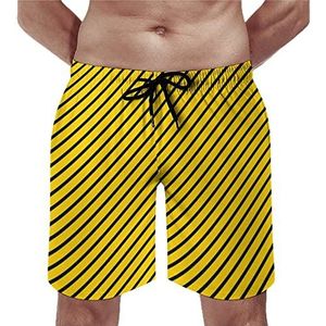 Bumblebee Strepen Heren Strandshorts Sneldrogende Board Shorts Mesh Voering Strandbroek Gym Zwembroek XS