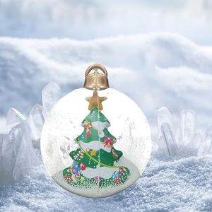 Opblaasbare Kerstballen Decoratie, 23,6 Inch Oplichtende Gigantische Versierde Bal Sneeuwpop Kerstboom Kerstman, LED Opblaasbaar PVC Transparant Ornament voor Binnenplaats, met