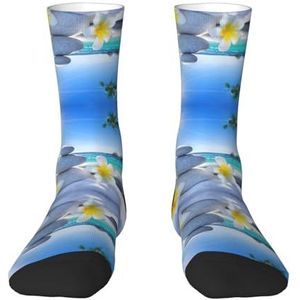 Tropische bloem en zen steen volwassen grappige 3d sokken crew sokken nieuwigheid sokken gag geschenken, zachte gezellige sokken., 2 Zwart-2, one size