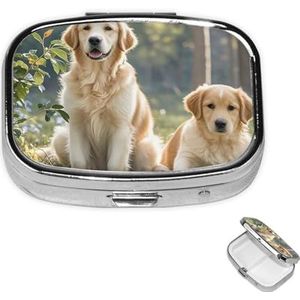 Pil Case Rechthoek 3 Compartiment Pillendoos Ronde Pil Organiseer Metalen Waterdichte Geneeskunde Organizer Doos voor Reizen Kleine Pillen Container Draagbaar voor Supplementen