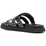 Steve Madden - Leren Muiltjes - Zwart - Dames - Zilveren Studs