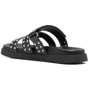 Steve Madden - Leren Muiltjes - Zwart - Dames - Zilveren Studs