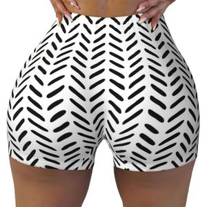 FBGHHTY Zwart-wit Patroon Print Gym Korte Vrouwen Comfortabele Atletische Shorts Naadloze Yoga Running Wandelen Dagelijkse Slijtage, Zwart, S