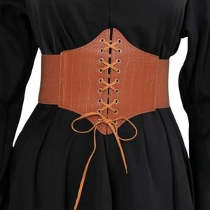 Cazqgoy Dameskorset, vetersluiting, brede elastische band, brede elastische tailleband voor dames, bruin, 65cm