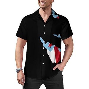Vlagkaart van Zuid-Jemen Casual overhemden voor heren, korte mouwen, Cubaanse kraag, T-shirts, tops, Hawaiiaans T-shirt, L