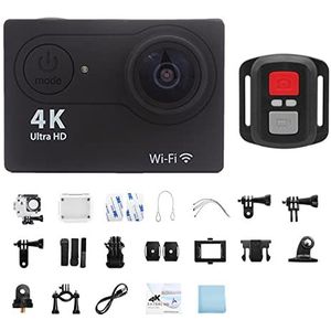 Action Camera, Professionele 4K Actie Camera Recorder 30FPS 2.0 Inch 30M Onderwater Waterdichte Helm Video-opname Cam Originele sport Soepele Stabilisatie(No Card,Black-Telecontrol)