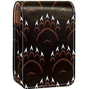 Make-up Lipstick Case voor Buiten Gouden Handgetekende Kerst Draagbare Lippenstift Organizer met Spiegel Dames Mini Make-up Tas Neemt Tot 3 Lippenstift, Veelkleurig-7, 9.5x2x7 cm/3.7x0.8x2.7 in,