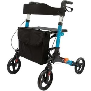 Outdoor rollator van aluminiumlegering for ouderen, opvouwbare rollator for gehandicapten, multifunctioneel winkelwagentje op vier wielen met hoogteverstelling met 6 snelheden